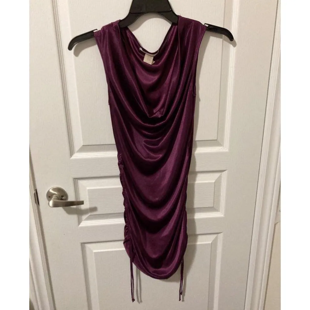 Charlotte Russ Vintage Purple Satin Tunic Blouse photo 1