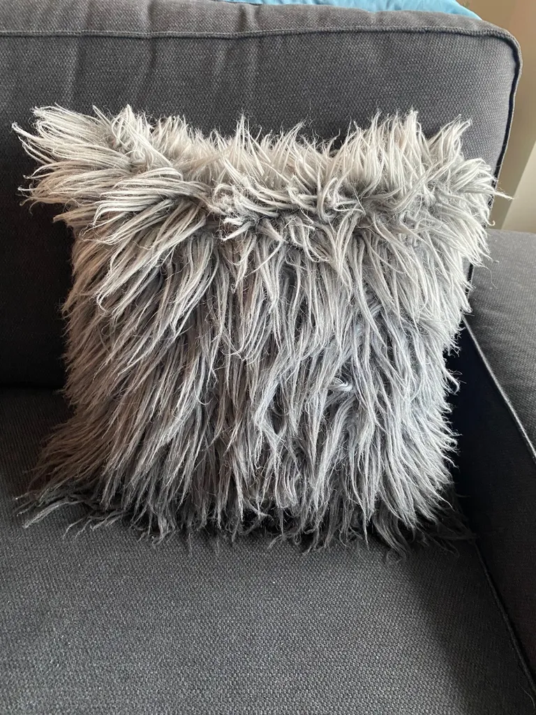 Fuzzy Throw Cushion Cover / 2 Cushion Inserts photo 1