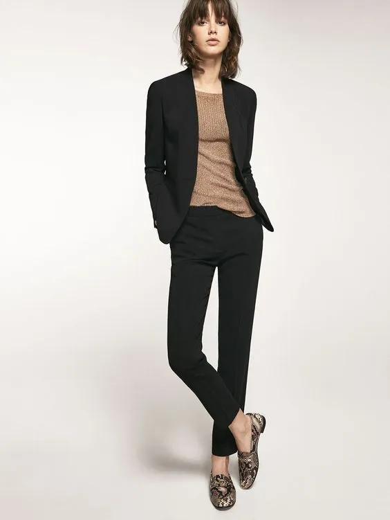 Massimo Dutti crepe Suit Trousers black size 4 photo 1