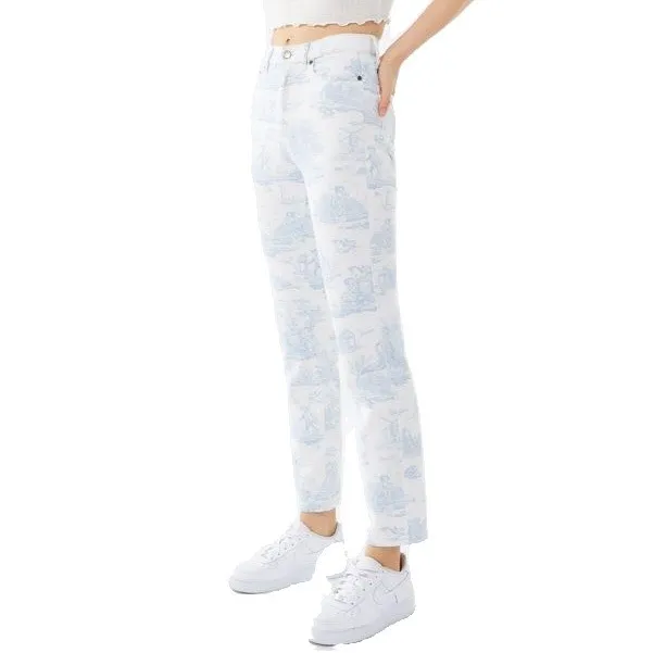 NWT laura ashey X UO art printed white jeans photo 1