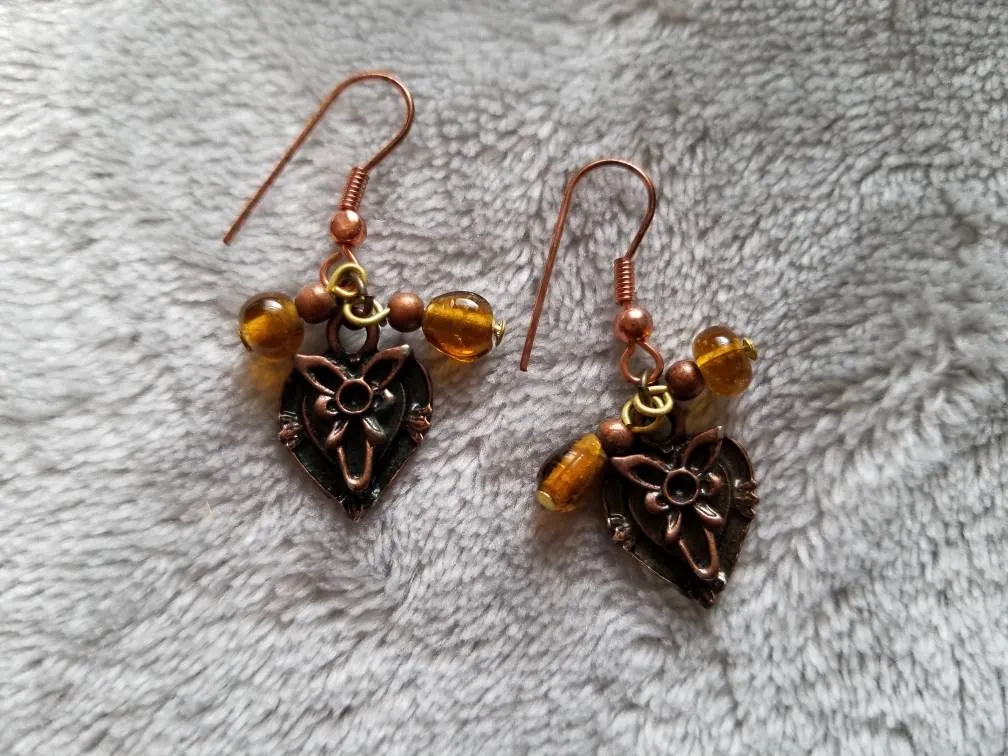 Brassy/Copper Pendant Earrings photo 1