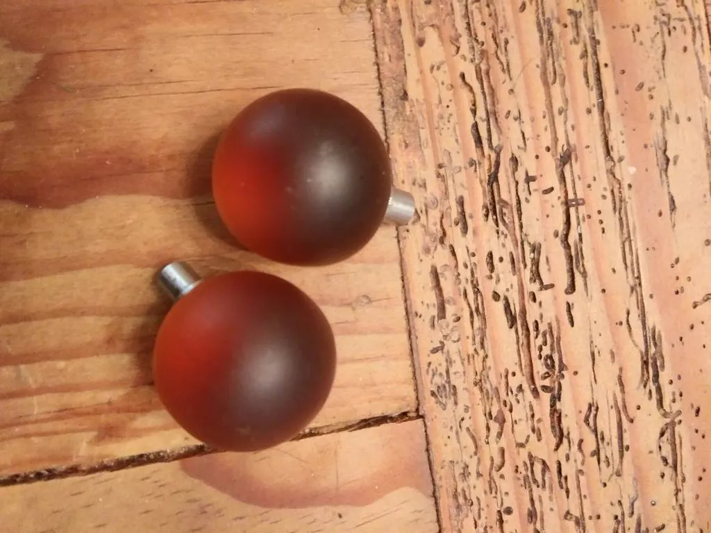 2 Translucent Orange Drawer Knobs photo 1