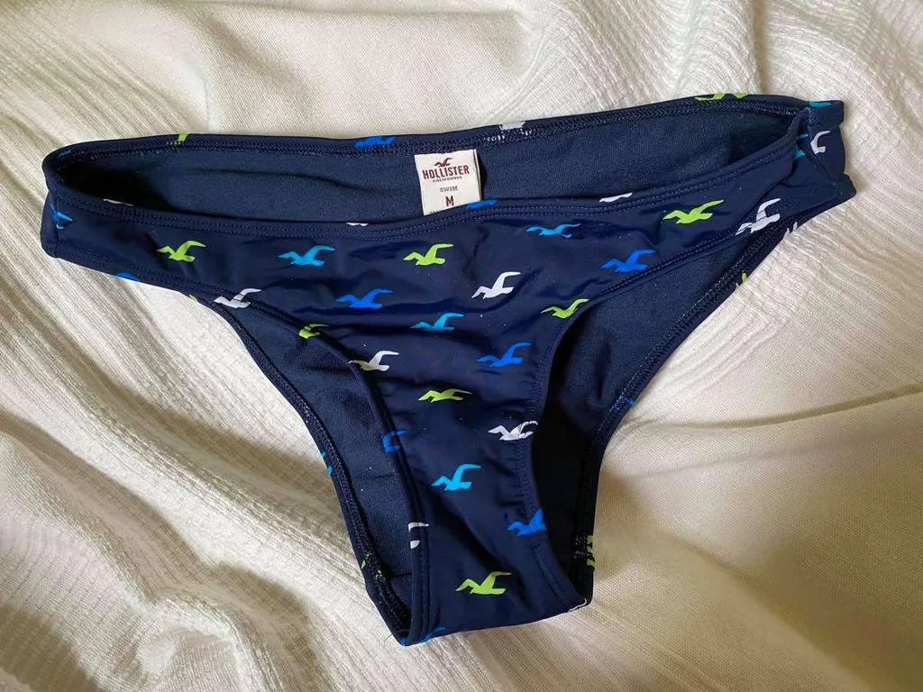 Hollister Navy Blue Logo Bikini Bottoms (size M) photo 1