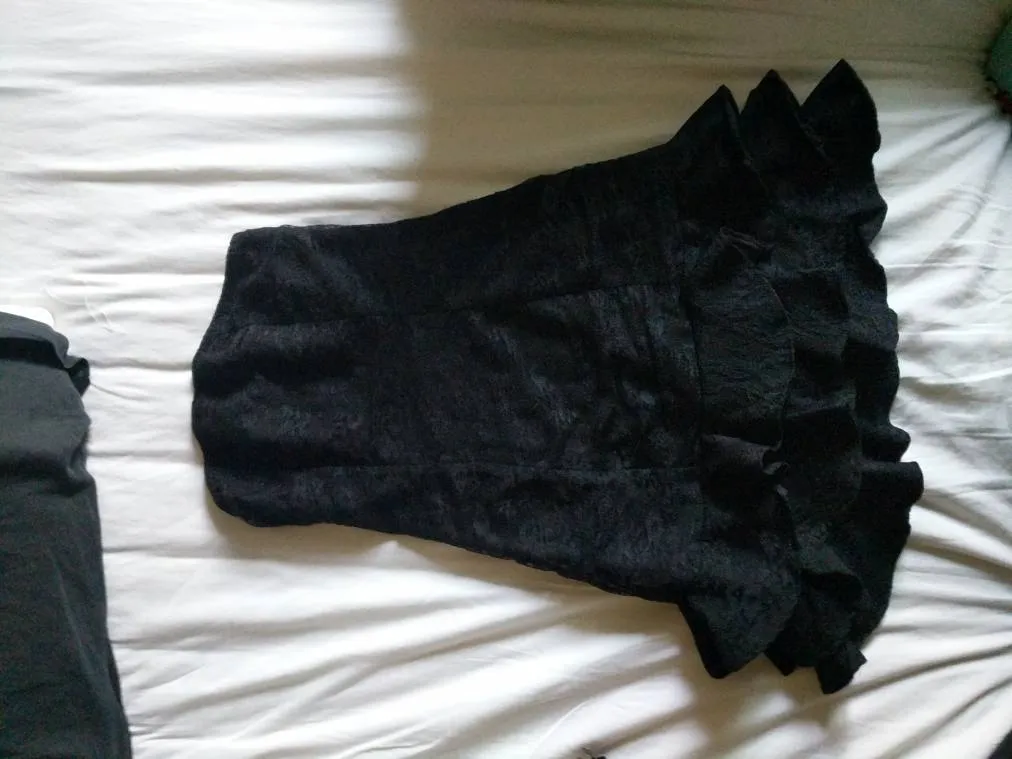 Strapless Black Lace Ruffle Dress, Size Small - LBD photo 1