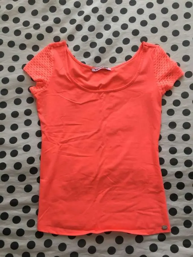 Orange Mesh Sleeve Shirt photo 1