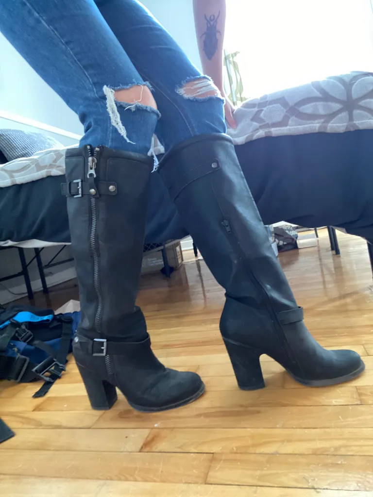 Pleather Boots Size 8 photo 1