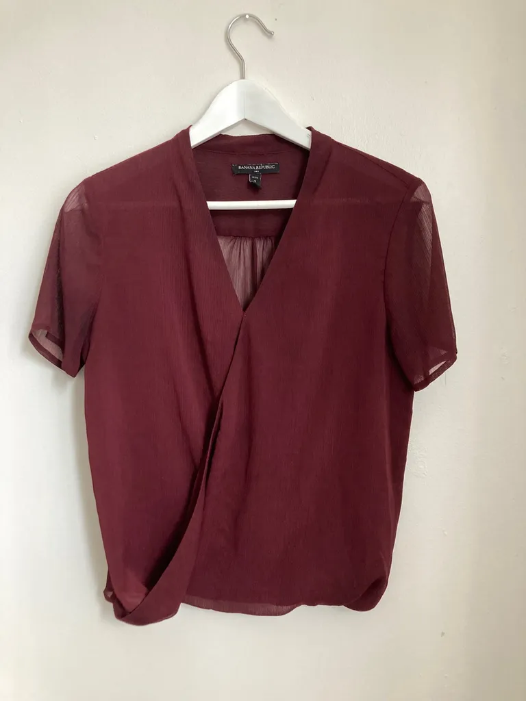 Banana Republic Sheer Maroon Top - Small photo 1
