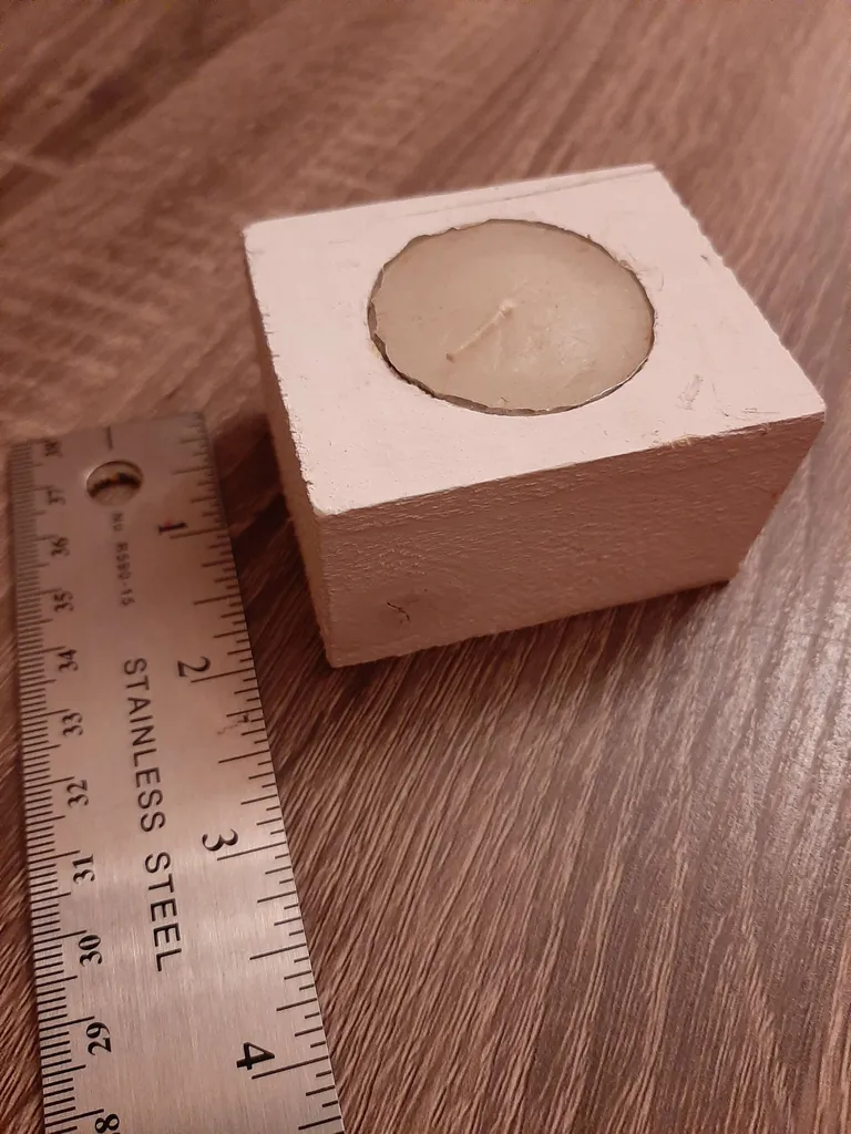 Rustic wood tea light holder photo 1