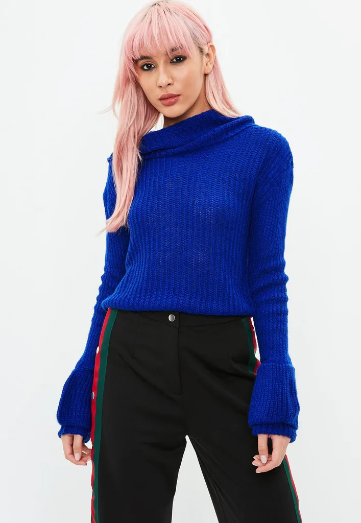 blue roll neck sweater photo 1