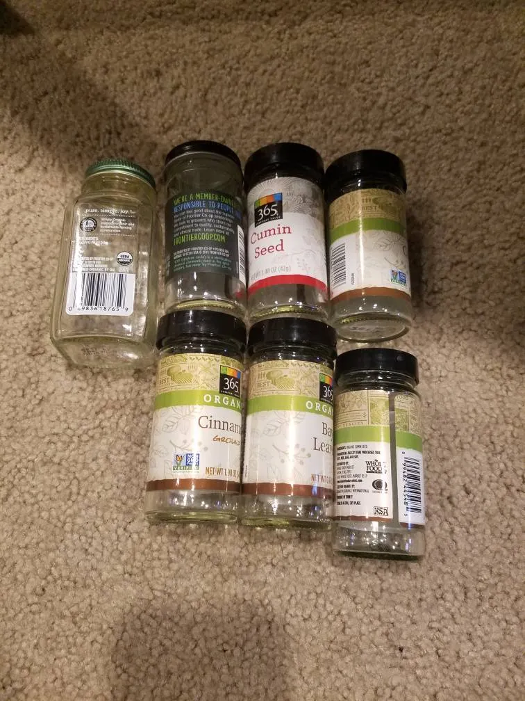 Empty Glass Spice Jars, Qty 7 photo 1