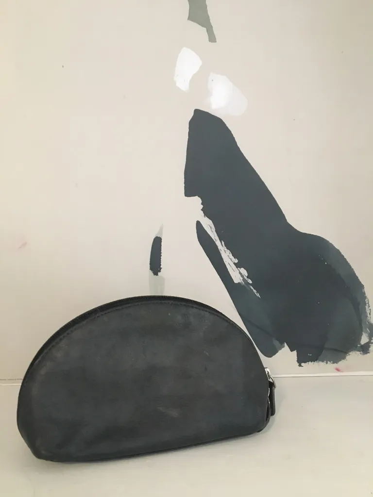 Black Leather Accessories Pouch photo 1