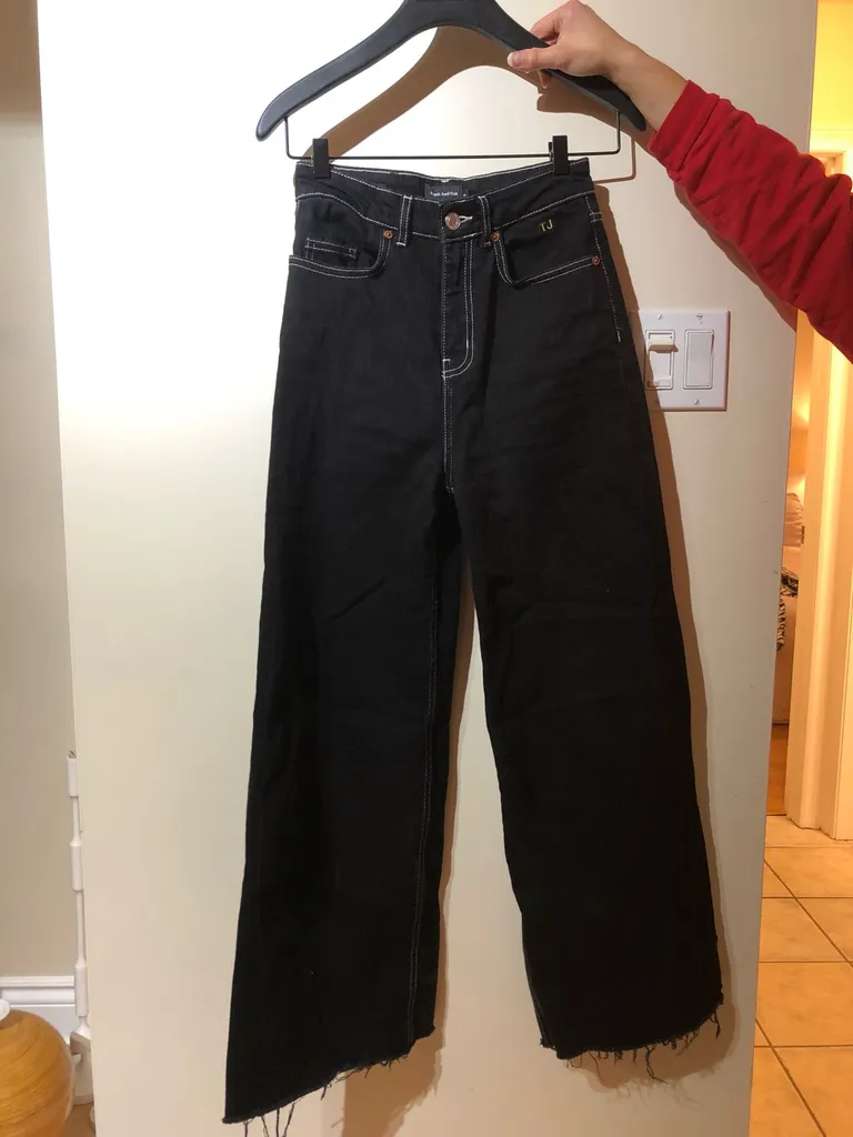 Frank & Oak: The Nina Long Wide-Leg Jean in Black photo 1