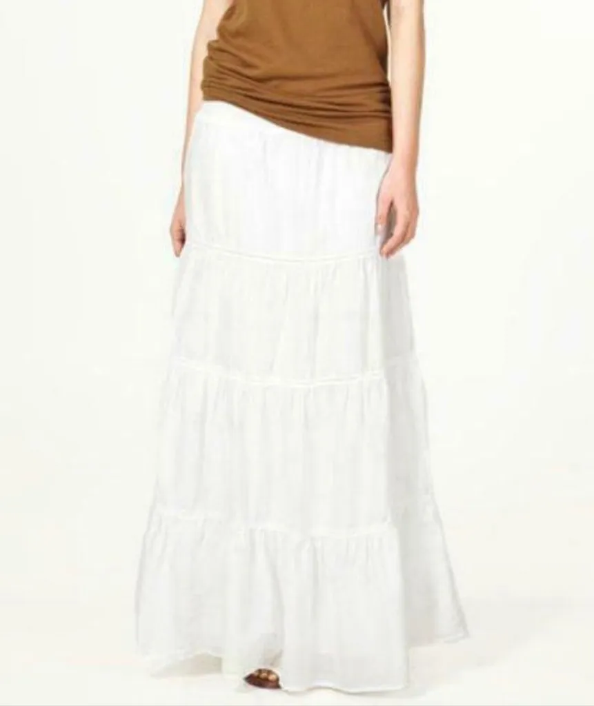 Zara White Cotton Maxi Skirt photo 1
