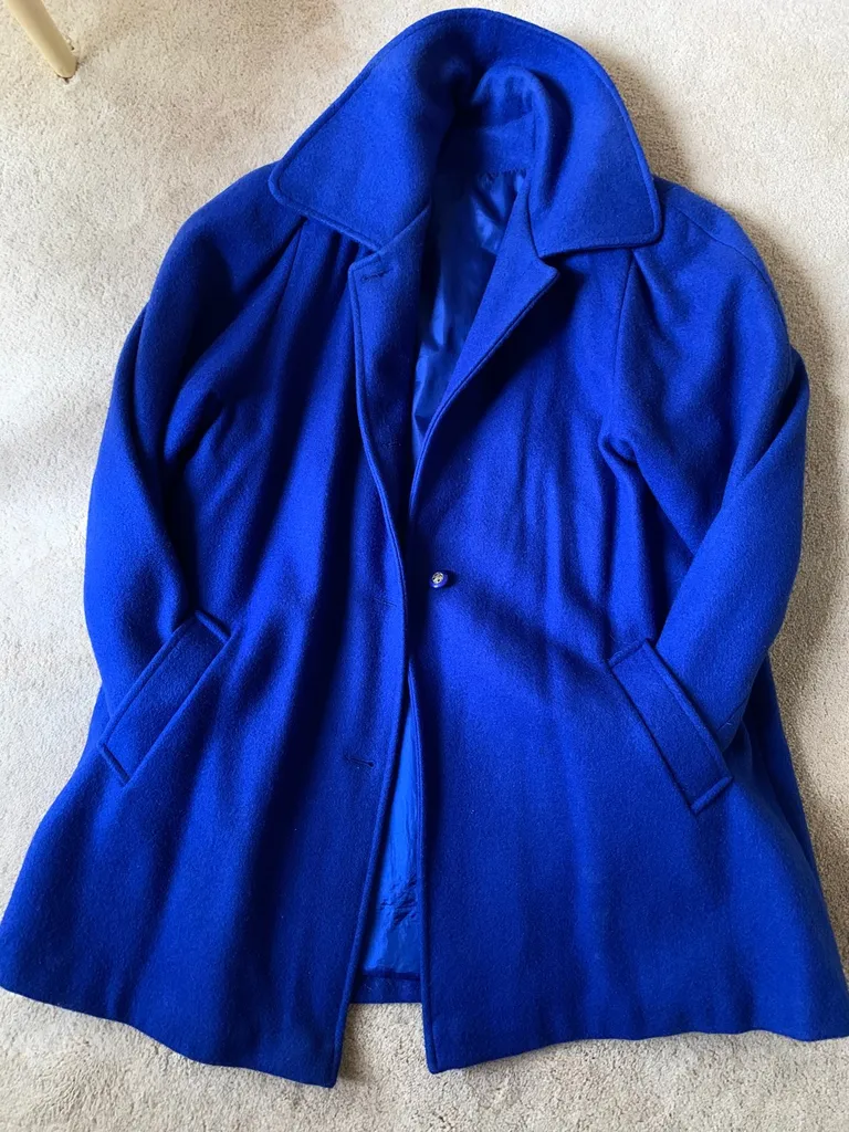 🦋 Vintage Royal Blue Wool Blend Trench Coat photo 1
