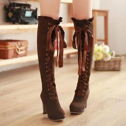 Lace Up Over The Knee Boots photo 1