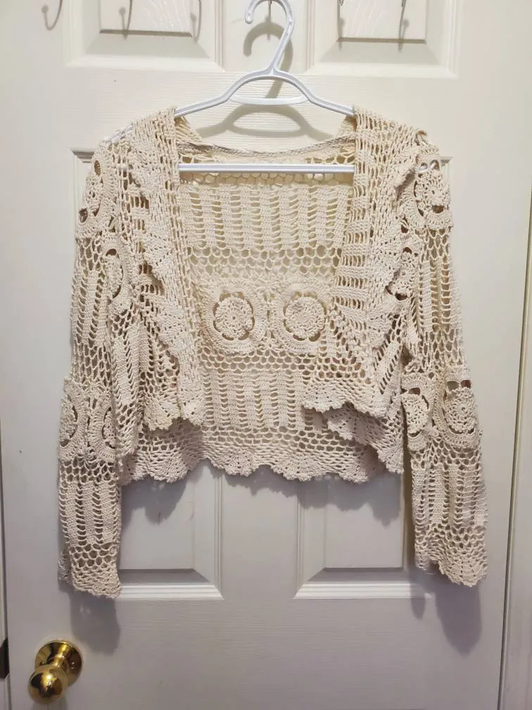 Crochet/Lace Cropped Cardigan photo 1
