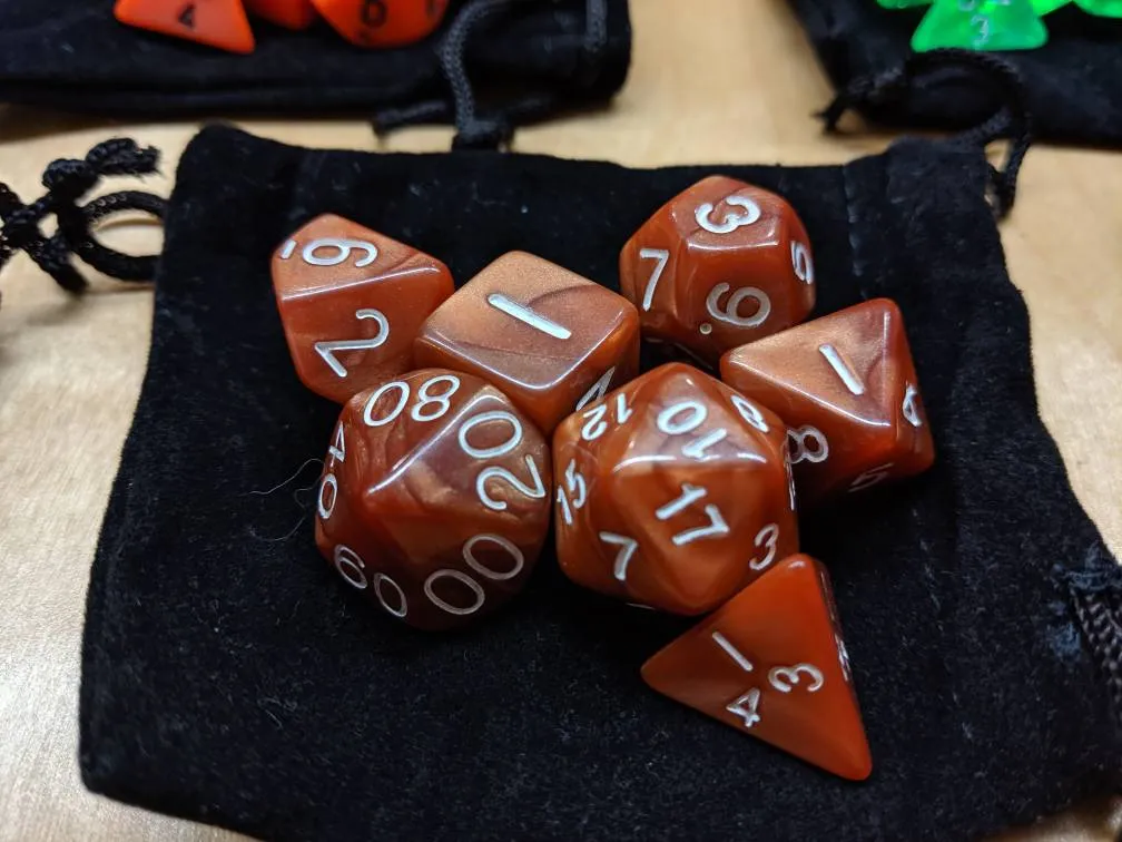 Copper or Green Set Of D&D Polyhedral Dice photo 1