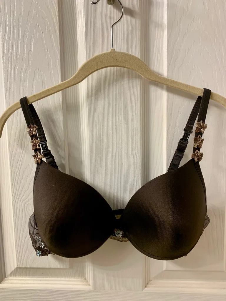 Change 36D Brown Bra w Lacy Blue Detailing photo 1