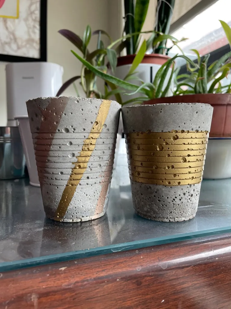2 Small Concrete Planters photo 1