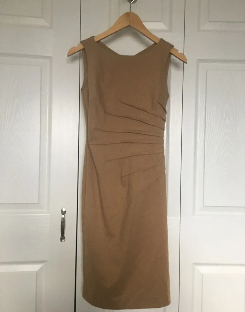 Jacob Fitted Tan Sleeveless Dress photo 1