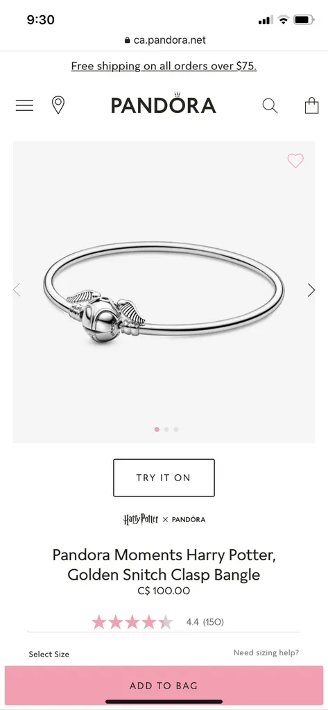 BNIB Pandora X Harry Potter Golden Snitch Bangle photo 1