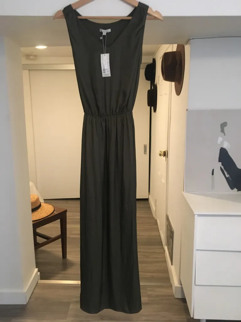 BNWT Target khaki v neck satin maxi dress photo 1