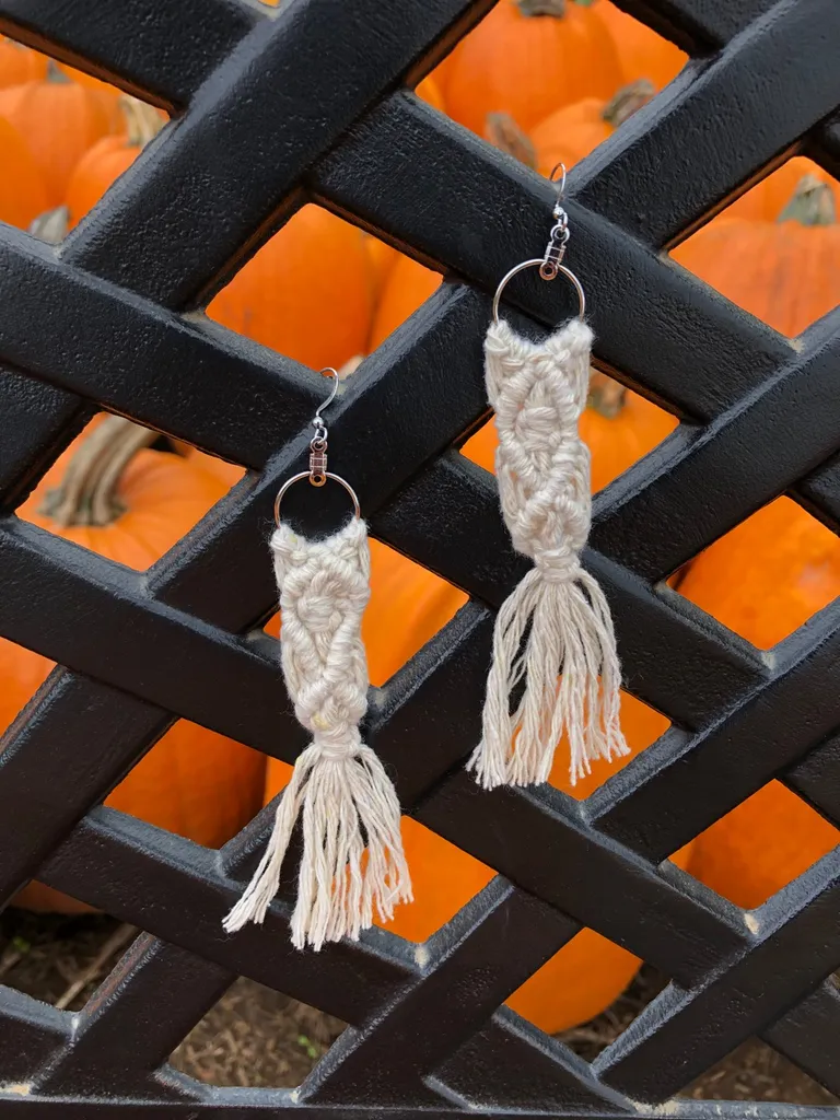 Handmade Macrame Fringe Earrings photo 1