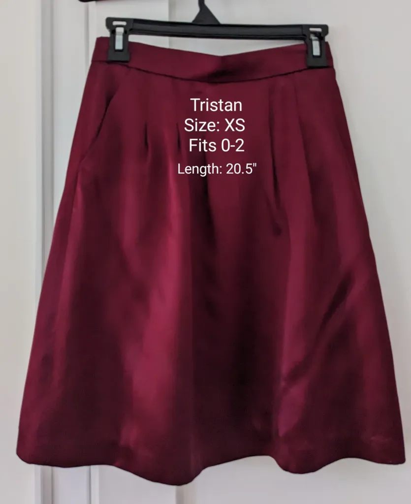Tristan satin red skirt size XS in burgundy  photo 1