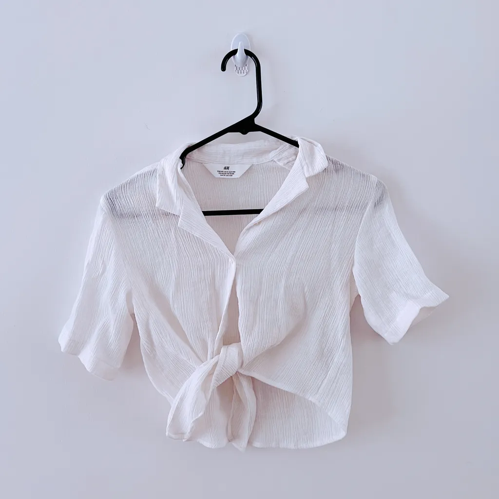 H&M thin linen summer white button up  photo 1