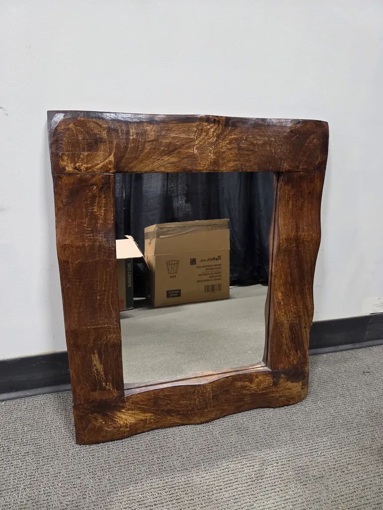 Wood framed mirror photo 1