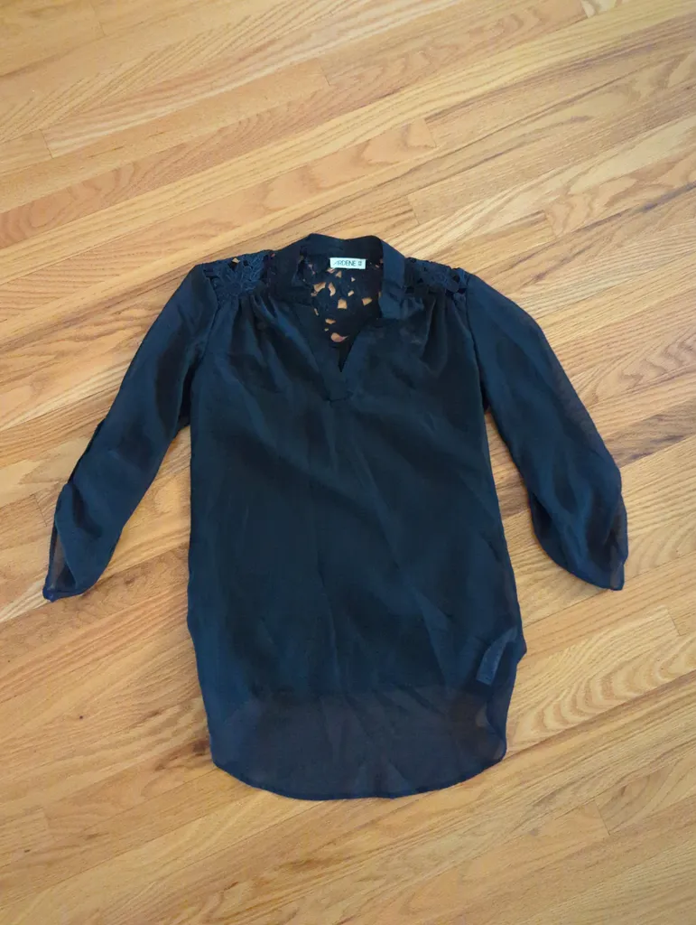 Black Lace Detail Blouse photo 1