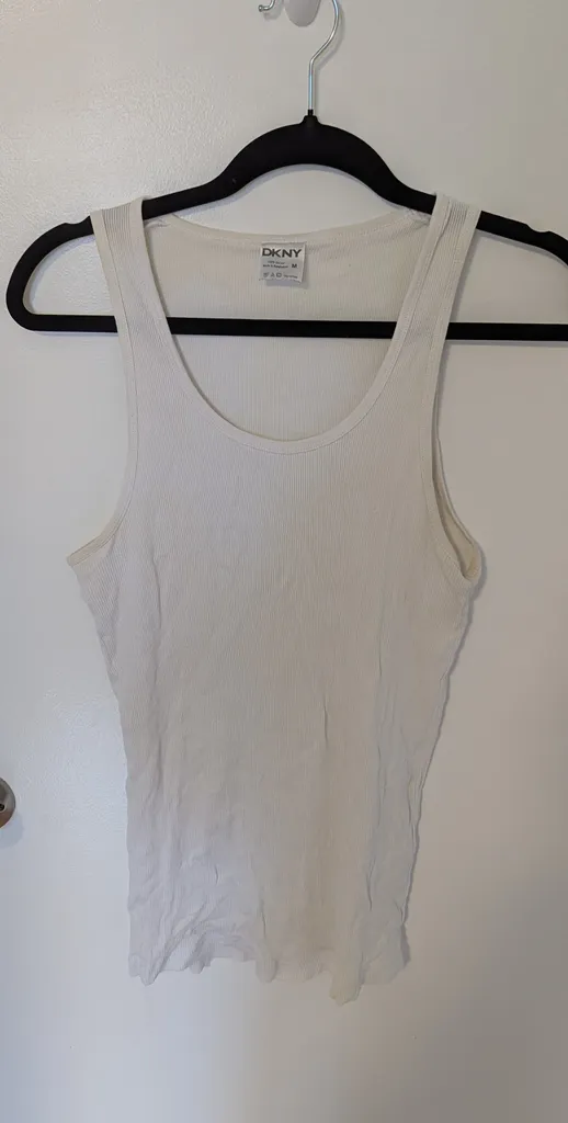 DKNY White Ribbed Tank Top - Size Medium photo 1