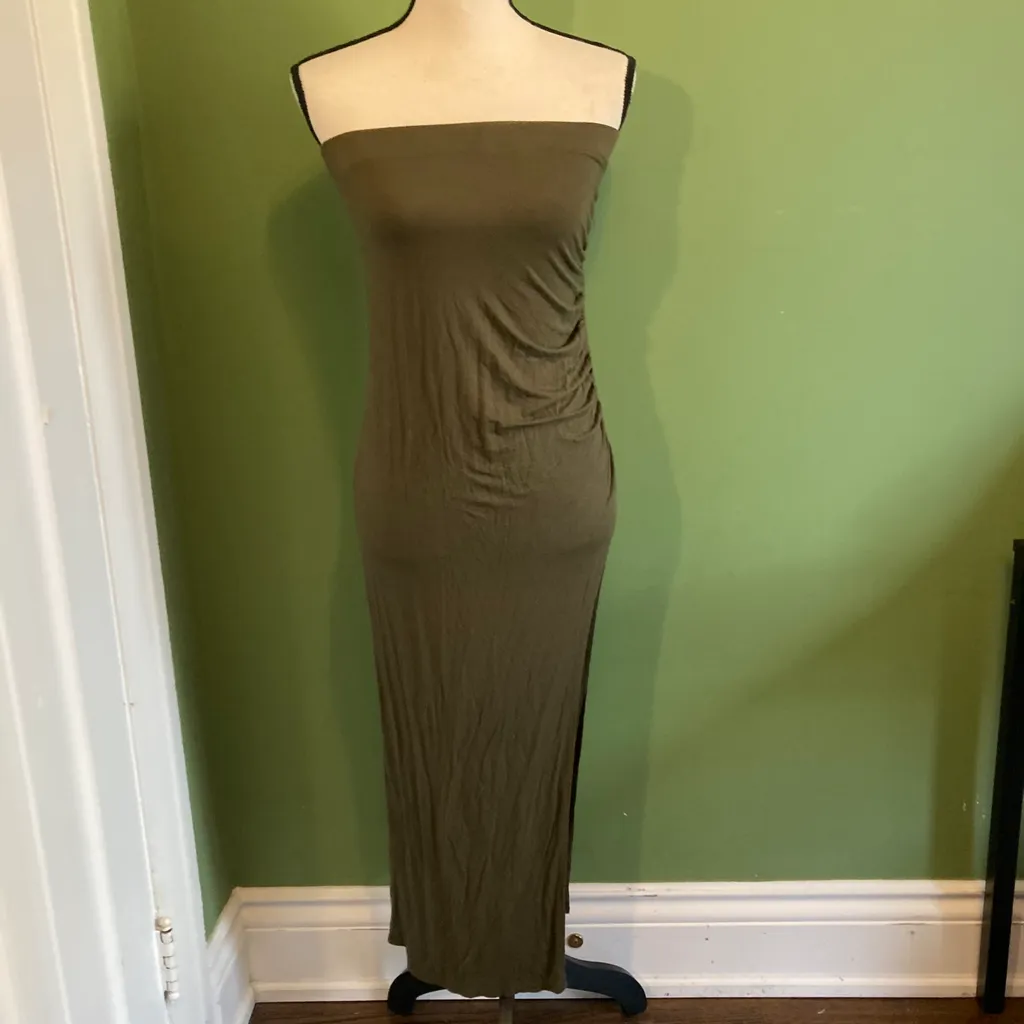 Revamped olive green sleeveless dress size large photo 1