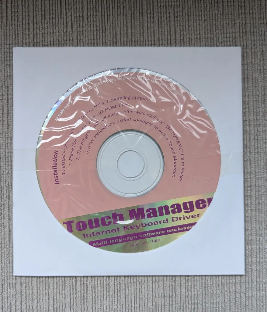 Touch Manager Internet Keyboard Driver CD-ROM photo 1