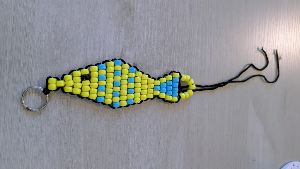 Handmade Beaded Fish Keychain photo 1