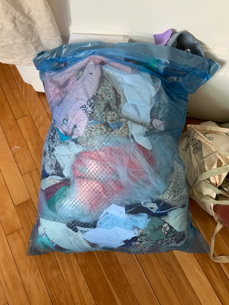 Bag of fabric, scraps, etc.  photo 1