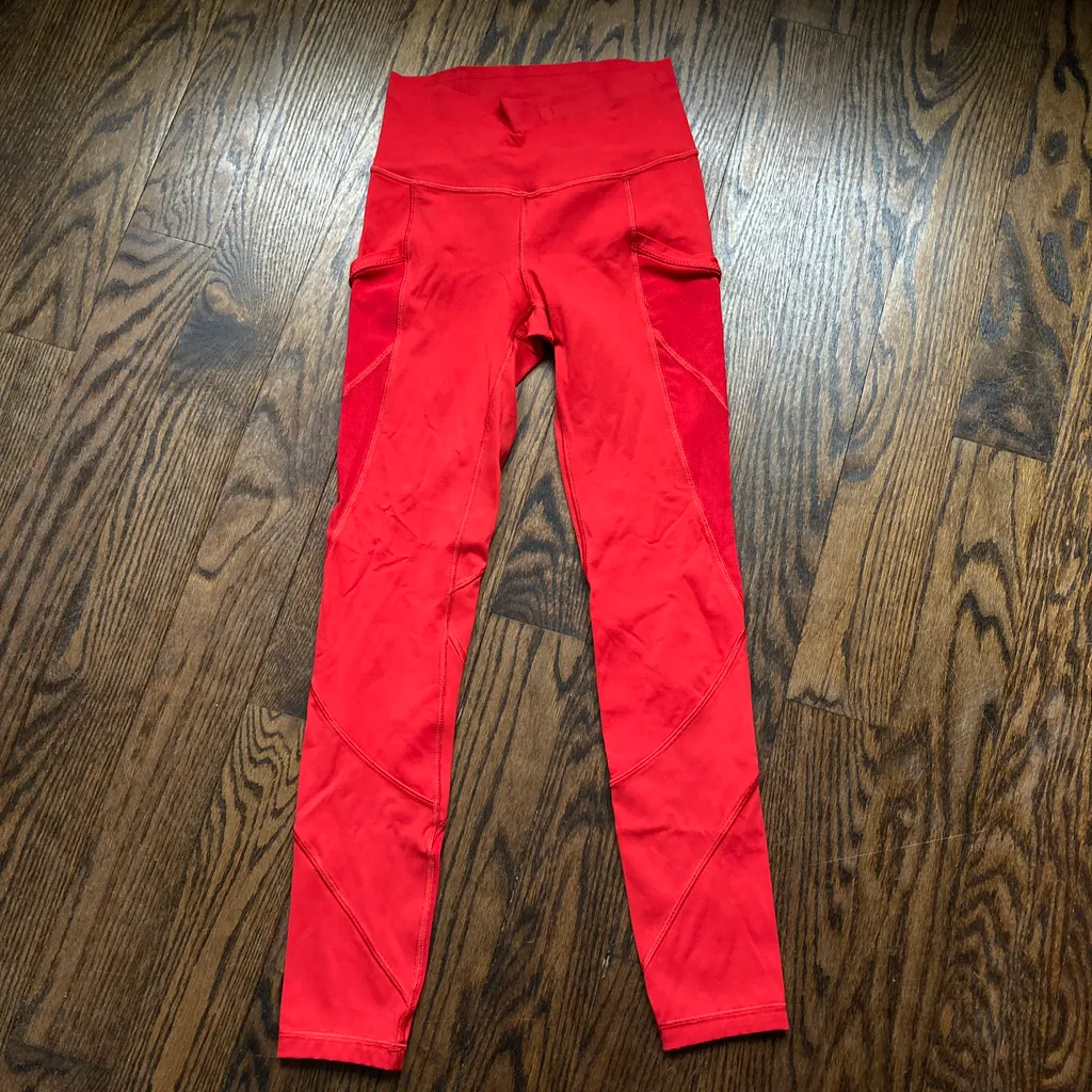 Lululemon red leggings size 2 photo 1