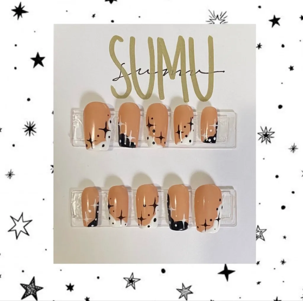 Handpainted (Made To Order) Starry Press On Gel Nails photo 1