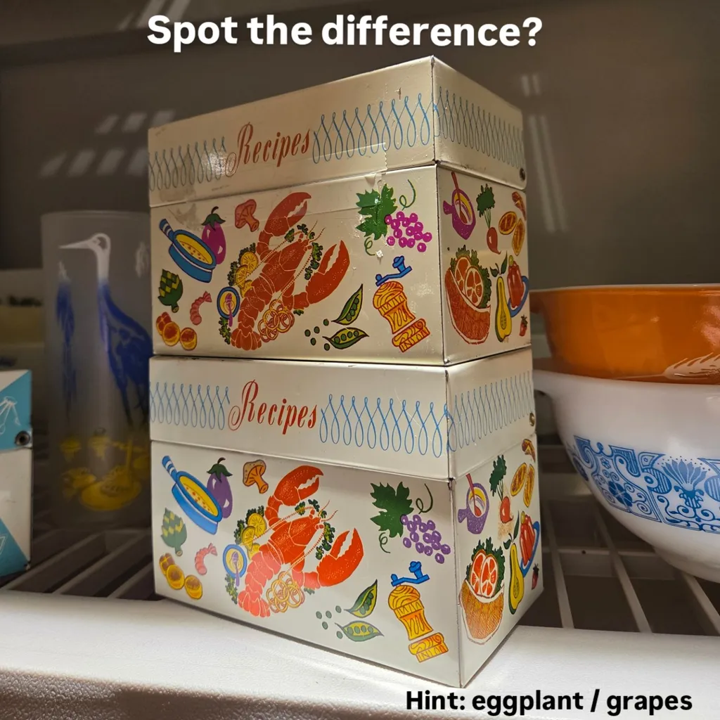 Vintage recipe tin card holder storage box photo 1