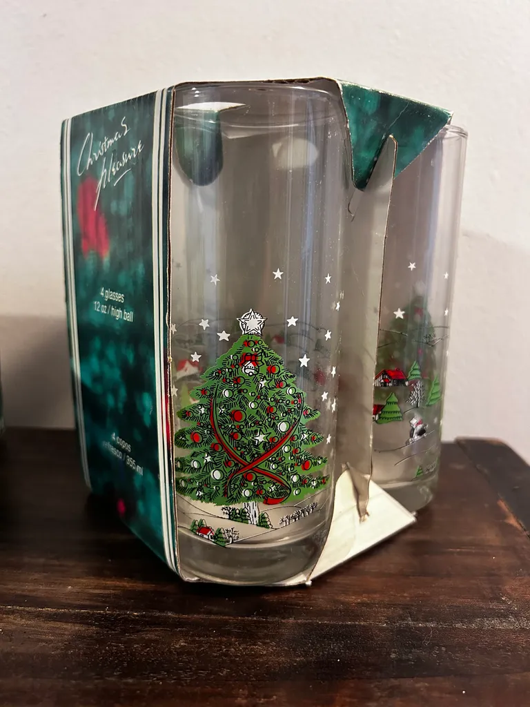 Vintage Holiday Highballer and Whiskey Glasses  photo 1