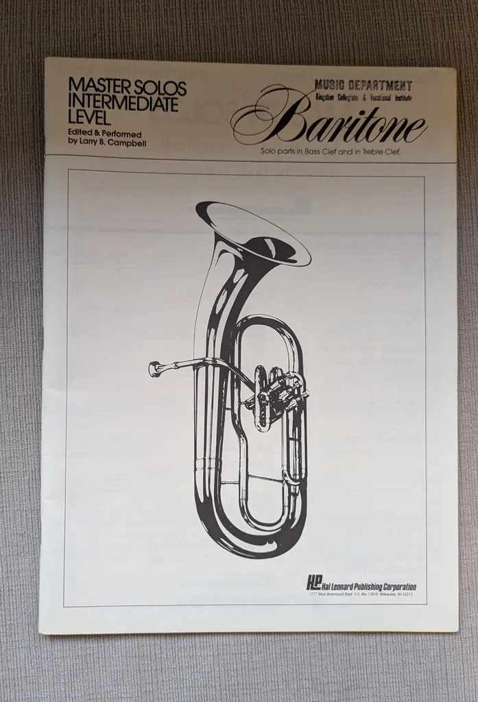 Masters Solos Intermediate Level Baritone Book  photo 1