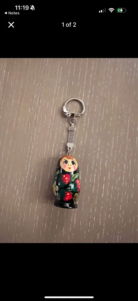 Vintage Matryoshka keychain - hand painted wooden figurine photo 1