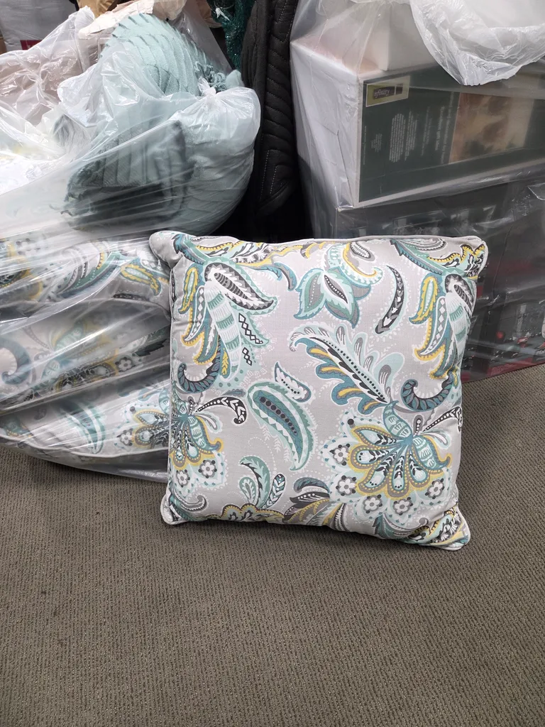 4 Grey n blue pattern pillows  photo 1