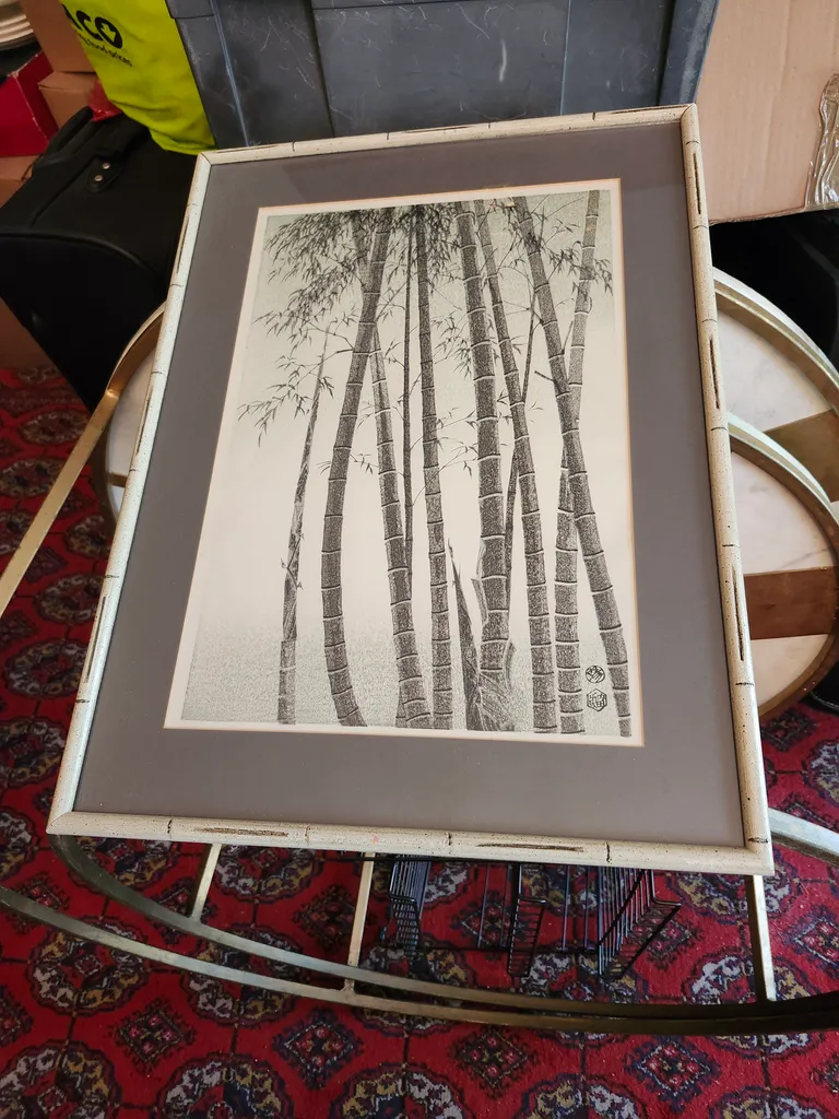 Chinese bamboo framed print  photo 1