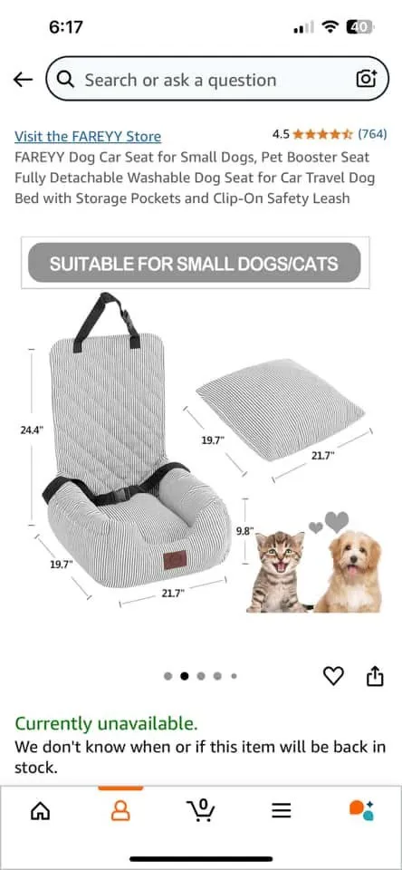 Washable dog car seat  photo 1