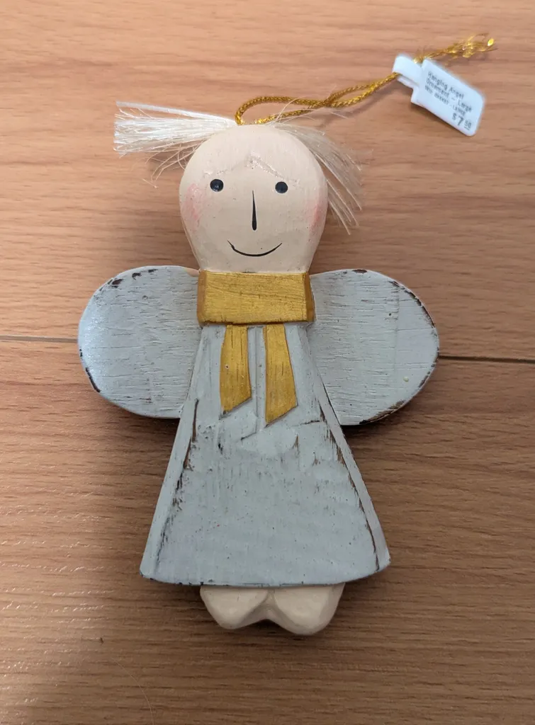 Brand New With Tags Wooden Hanging Angel Ornament photo 1
