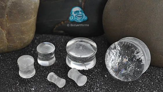 10g Rock crystal stone plugs BNIP photo 1