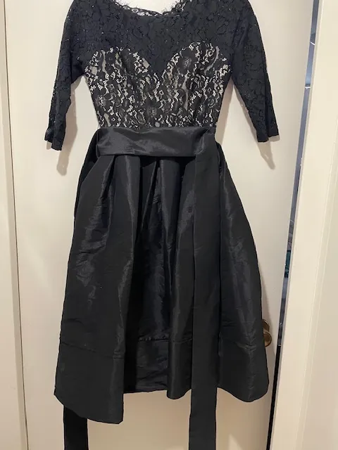 Black Lace & Taffeta Evening Dress (Maniju brand) - SIZE SMALL photo 1