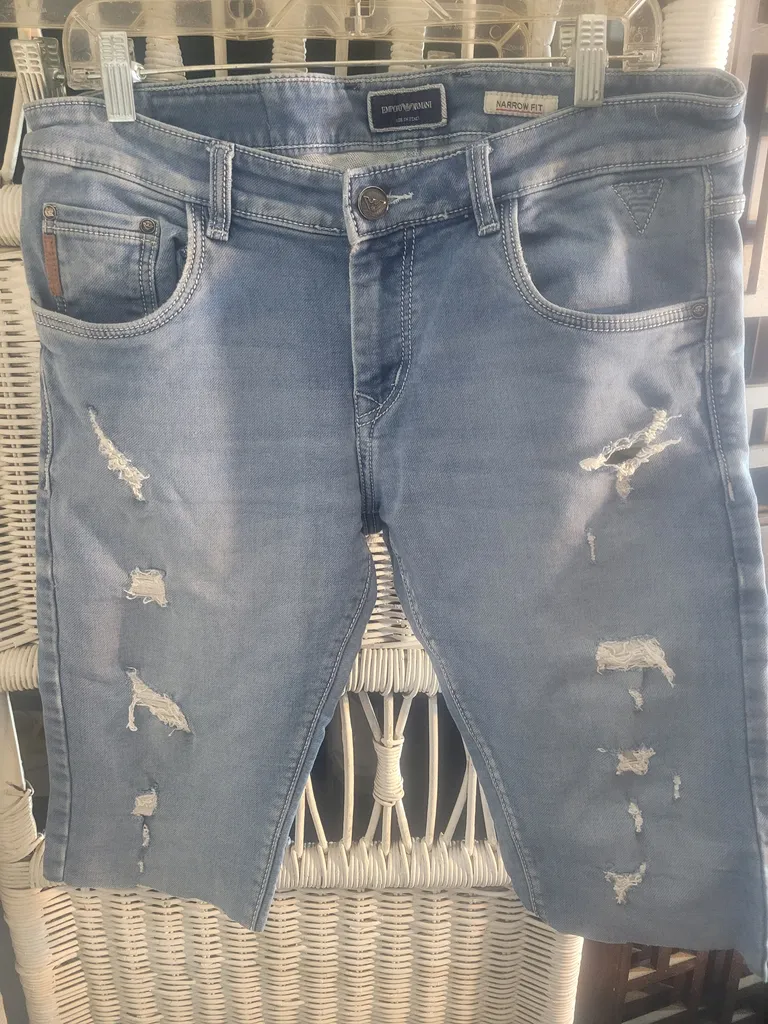 MENS ARMANI CUT OFF JEAN DENIM SHORTS  photo 1