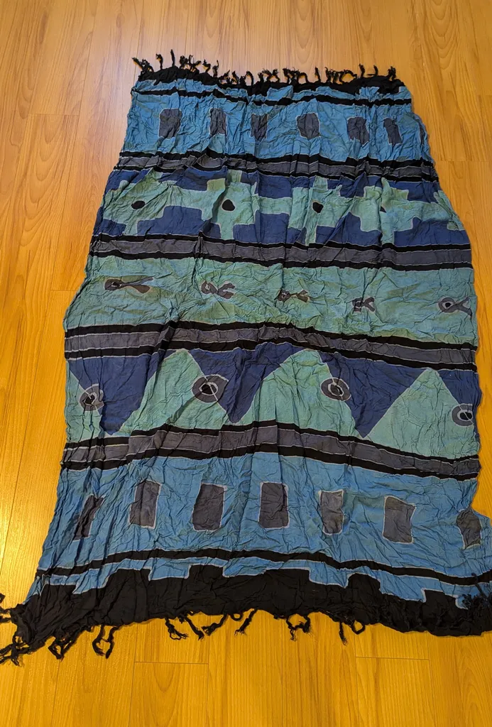 Blue and Black Geometric Pattern Sarong photo 1